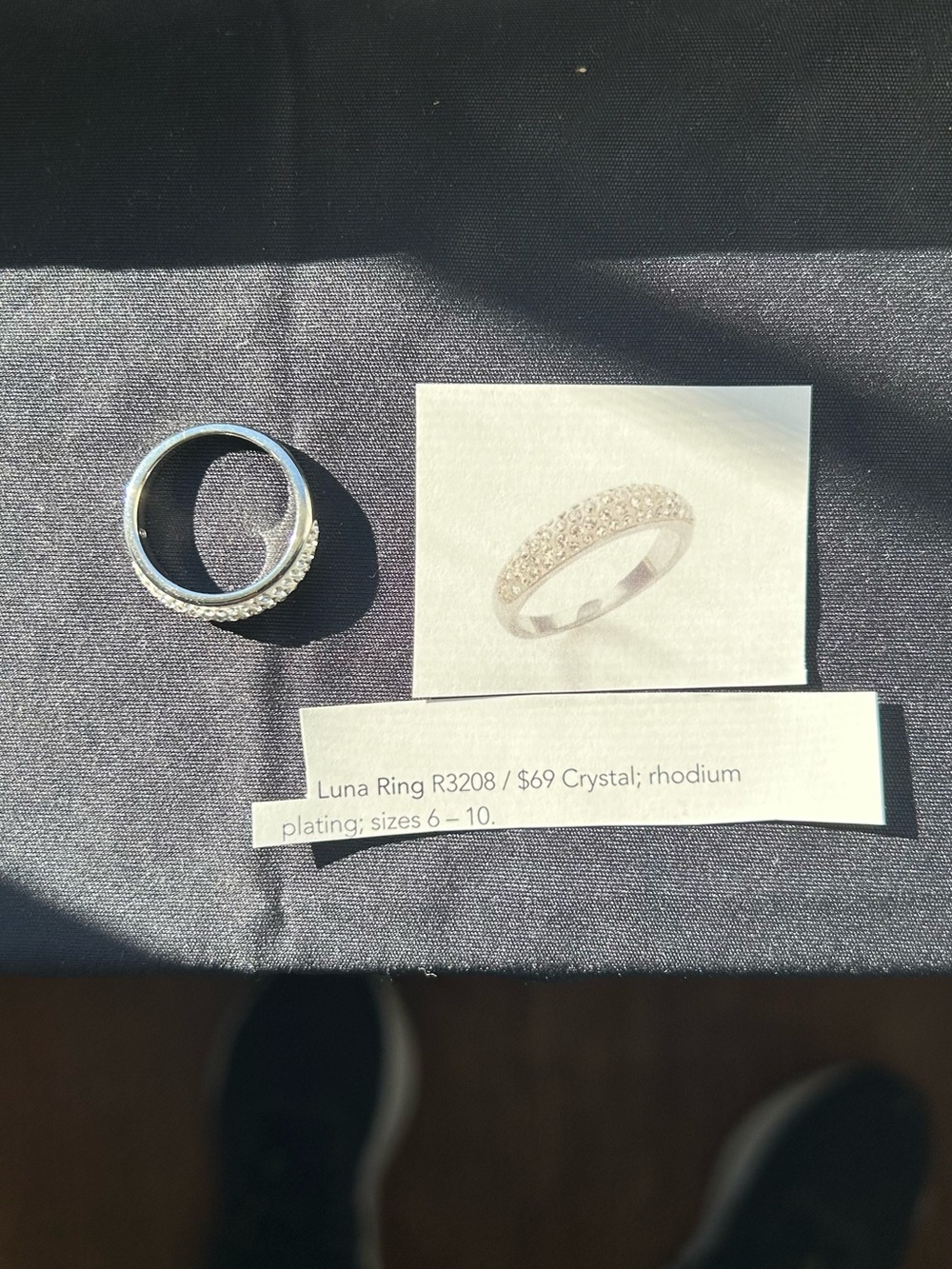 Touchstone Crystal size 8 Luna Pavé Ring - Silver